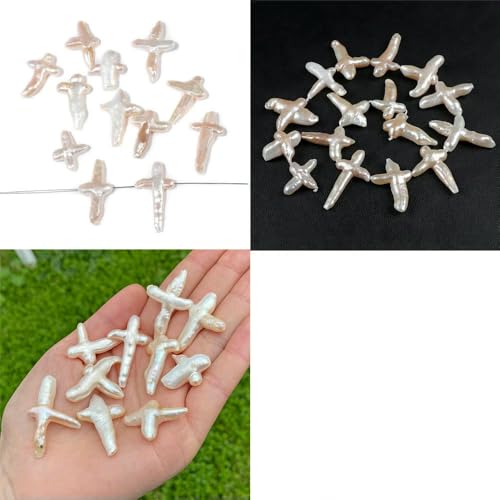 Unregelmäßiger natürlicher Süßwasserperlen-Anhänger, weiße Perlen, lose Perlen zur Schmuckherstellung, Halskette, Armband, Ohrringe, Nr. 27, 5 Stück von VIEPGJ