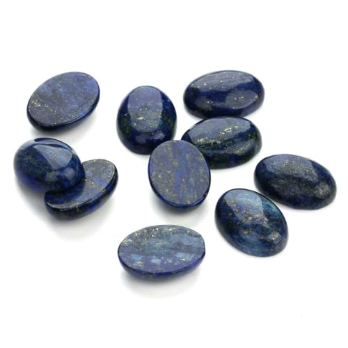 VIEPGJ 5/10 Stück/Packung Cabochon Naturstein Oval Achat Lapis Tigerauge Lose Perlen Flache Rückseite Kamee Cabochon Abstandshalter für Schmuckherstellung-Lapislazuli-18x25mm 10 Stück von VIEPGJ