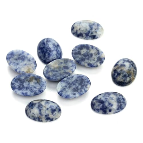 VIEPGJ 5/10 Stück/Packung Cabochon Naturstein Oval Achat Lapis Tigerauge Lose Perlen Flache Rückseite Kamee Cabochon Abstandshalter zur Schmuckherstellung-Blaue Spitze-18x25mm 10 Stück von VIEPGJ