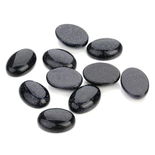 VIEPGJ 5/10 Stück/Packung Cabochon Naturstein Oval Achat Lapis Tigerauge Lose Perlen Flache Rückseite Kamee Cabochon Abstandshalter zur Schmuckherstellung-Blauer Sandstein-18x25mm 10 Stück von VIEPGJ