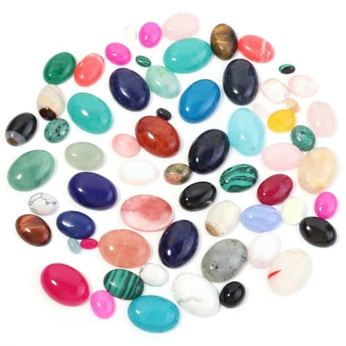 VIEPGJ 5/10 Stück/Packung Cabochon Naturstein Oval Achat Lapis Tigerauge Lose Perlen Flache Rückseite Kamee Cabochon Abstandshalter zur Schmuckherstellung-Mix-18x25mm 10 Stück von VIEPGJ