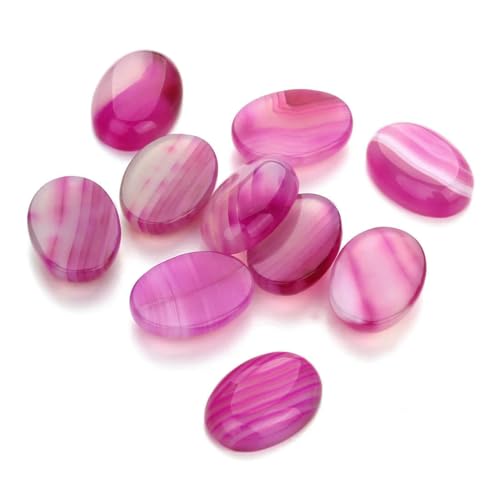 VIEPGJ 5/10 Stück/Packung Cabochon Naturstein Oval Achat Lapis Tigerauge Lose Perlen Flache Rückseite Kamee Cabochon Abstandshalter zur Schmuckherstellung-Rosenstreifen Achat-18x25mm 10 Stück von VIEPGJ
