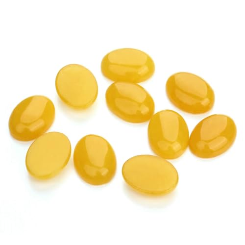 VIEPGJ 5/10 Stück/Packung Cabochon Naturstein Oval Achat Lapis Tigerauge Lose Perlen Flache Rückseite Kamee Cabochon Abstandshalter zur Schmuckherstellung-Topas-18x25mm 10 Stück von VIEPGJ