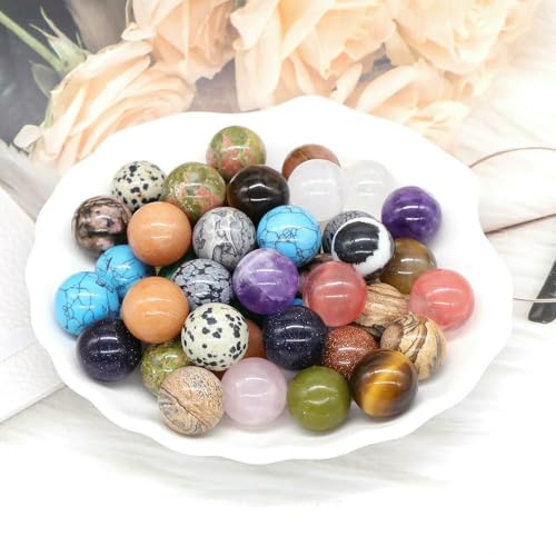 Viele Großhandels-Natursteinperlen, 18 mm, Kristall, Amethyst, Tigerauge, Quarz, Chakra, Yoga, runde Kugeln, Ornamente, Schmuckzubehör – Steine – 20 Stück von VIEPGJ