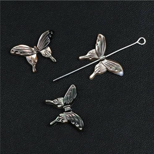 Weiße natürliche Perlmutt-Muschelperlen, geschnitzte Rosenblüten-Anhänger, DIY-Muschelperlen zur Schmuckherstellung, Accessoire-Anhänger, Schmetterling, 14–20 mm, 5 Stück von VIEPGJ