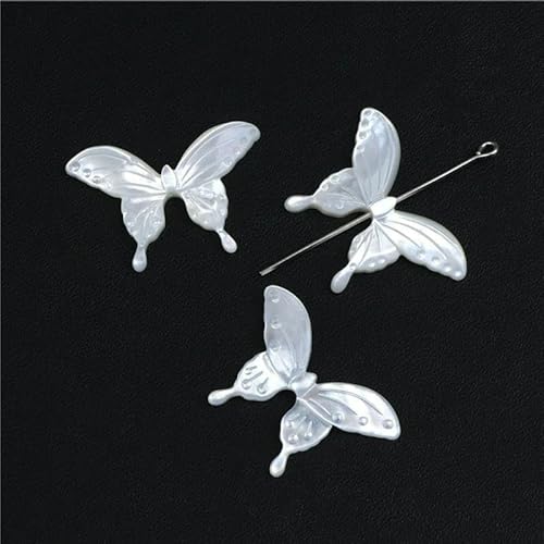 Weiße natürliche Perlmutt-Muschelperlen, geschnitzte Rosenblüten-Anhänger, DIY-Muschelperlen zur Schmuckherstellung, Zubehör-Anhänger, Schmetterling, 20–30 mm, a, 1 Stück von VIEPGJ