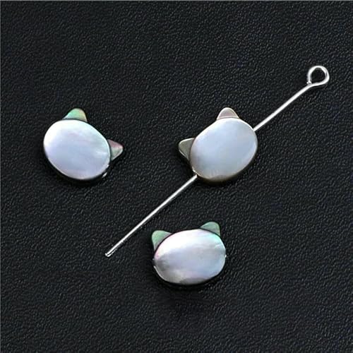 Weiße natürliche Perlmutt-Muschelperlen, geschnitzte Rosenblüten-Charms, DIY-Muschelperlen zur Schmuckherstellung, Zubehör-Charm-Katze, 9–10 mm, c, 2 Stück von VIEPGJ
