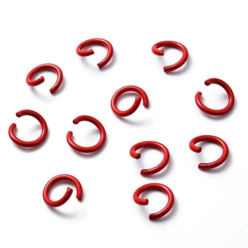 mm, 100 Stück, bunte offene Biegeringe, geteilter Biegering-Verbinder zur Schmuckherstellung, Zubehör, rot, 6 mm von VIEPGJ