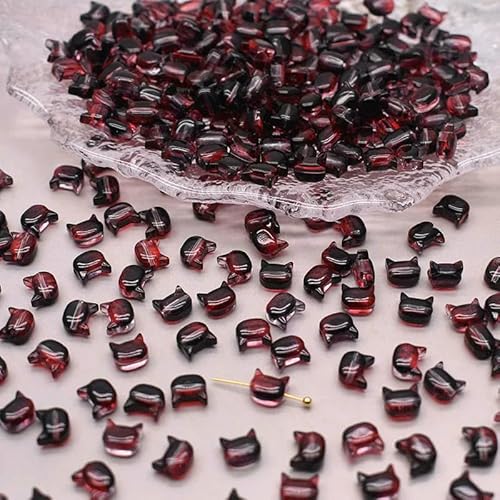 mm, 30 Stück, kleine Glasperlen mit Katzenkopf, niedliche Lampwork-Charm-Katzenperlen für die Schmuckherstellung, DIY-Armbänder, Halsketten, Ohrringe, 20–30 Stück von VIEPGJ