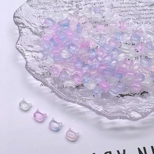 mm, 30 Stück, kleine Glasperlen mit Katzenkopf, niedliche Lampwork-Charm-Katzenperlen für die Schmuckherstellung, DIY-Armbänder, Halsketten, Ohrringe, gemischt, 2–30 Stück von VIEPGJ
