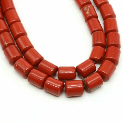 x 10 mm Zylinderform Natursteinperlen Tigerauge Achat Lose Abstandsperlen für Schmuckherstellung DIY Armband Halskette Zubehör-Roter Jaspis-37 Stück von VIEPGJ