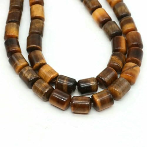 x 10 mm Zylinderform Natursteinperlen Tigerauge Achat Lose Abstandsperlen für Schmuckherstellung DIY Armband Halskette Zubehör-Tigerauge-37 Stück von VIEPGJ