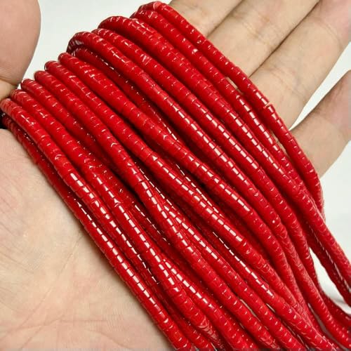 x 2 mm kleine natürliche flache Steinkristallperlen, blaue Scheibe, runde Steinrondelle, Abstandsperlen, Anhänger für Schmuckherstellung, DIY-11 rotes Porzellan, 2 x 4,0 mm, von VIEPGJ