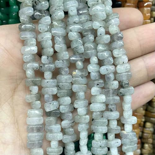 x 8 mm unregelmäßiger Naturstein, Tigerauge, Jade, Achat, Quarz, Abstandsperlen für die Schmuckherstellung, DIY-Armband, Halskette, Ohrstecker, Grauer Labradorit, 4 x 8 mm, 42 Stück P von VIEPGJ