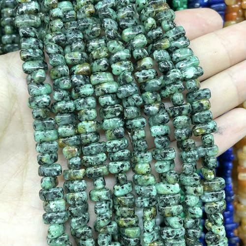 x 8 mm unregelmäßiger Naturstein, Tigerauge, Jade, Achat, Quarz, Abstandsperlen für die Schmuckherstellung, DIY-Armband, Halskette, Ohrstecker, pockennarbiger Stein, 4 x 8 mm, 42 Stüc von VIEPGJ