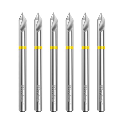 VIERDWIN 60-Grad-V-Nut-Fräser-Bits, 6 Stück, 0,3 cm Schaft, Wolframstahl, CNC-Spiralgravur-Bit-Set, für Holz, MDF, PVC, Aluminium, Kupfer, professionelle Fasen- und Schnitzwerkzeuge VIERDWIN 60-Grad-V-Nut-Fräser-Bits, 6 Stück, 0,3 cm Schaft, Wolframstahl, CNC-Spiralgravur-Bit-Set, für Holz, MDF, PVC, Aluminium, Kupfer, professionelle Fasen- und Schnitzwerkzeuge von VIERDWIN