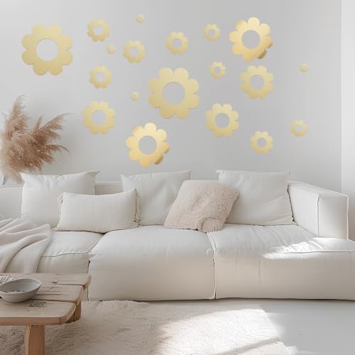 Wandtattoo Kinderzimmer 3D Blumen Spiegel Wandaufkleber für Wohnzimmer Schlafzimmer Modern Zimmer Wanddeko Gold Blumen Wandsticker Selbstklebend Wandtattoo Kinderzimmer 3D Blumen Spiegel Wandaufkleber für Wohnzimmer Schlafzimmer Modern Zimmer Wanddeko Gold Blumen Wandsticker Selbstklebend von VIERSHU