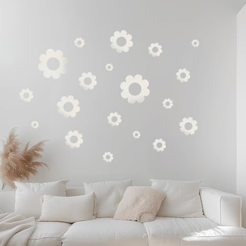 Wandtattoo Kinderzimmer - 3D Blumen Spiegel Wandaufkleber für Wohnzimmer Schlafzimmer - Modern Zimmer Wanddeko - Silber Blumen Wandsticker Selbstklebend Wandtattoo Kinderzimmer - 3D Blumen Spiegel Wandaufkleber für Wohnzimmer Schlafzimmer - Modern Zimmer Wanddeko - Silber Blumen Wandsticker Selbstklebend von VIERSHU