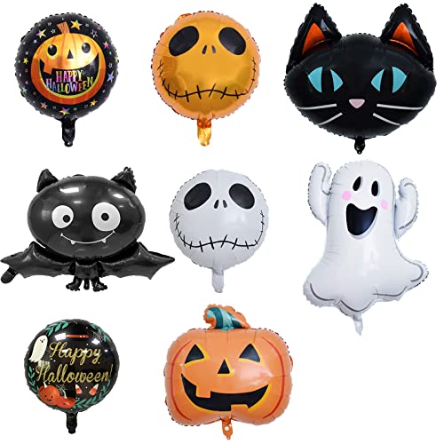 Halloween Ballons,8 Stück Luftballons Halloween,Halloween Deko Luftballons,Halloween Luftballons,Halloween Ballon Set,Halloween Folienballons, KüRbis Ghost Fledermaus Ballon für Halloween Party Deko von VIEVRE