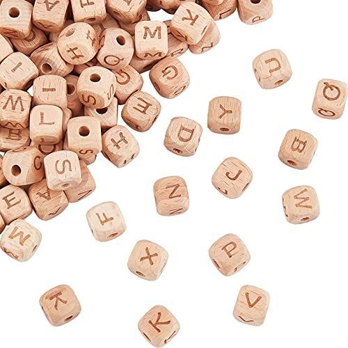 VIEVRE 26 Stück Holzbuchstaben Perlen, Buchstabenwürfel, Holzperlen Buchstaben, Buchstabenperlen, für DIY Handwerk Armband Schmuck von VIEVRE