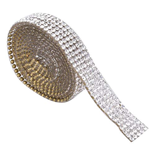 VIFERR Strassband 5 Reihen 1m Strass Trim Band Hot-Fix Kristall Strassband Rolle für Handwerk DIY Party Hochzeit Dekoration (Silber) von VIFERR