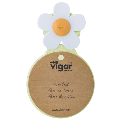 VIGAR - Notizblock mit Saugnapf - Recyclingpapier - 19,3 x 10,3 x 3 cm - Flower Power - Hergestellt aus Biokunststoffen - Wiederverwendbarer Hartdeckel - Grün VIGAR - Notizblock mit Saugnapf - Recyclingpapier - 19,3 x 10,3 x 3 cm - Flower Power - Hergestellt aus Biokunststoffen - Wiederverwendbarer Hartdeckel - Grün von VIGAR