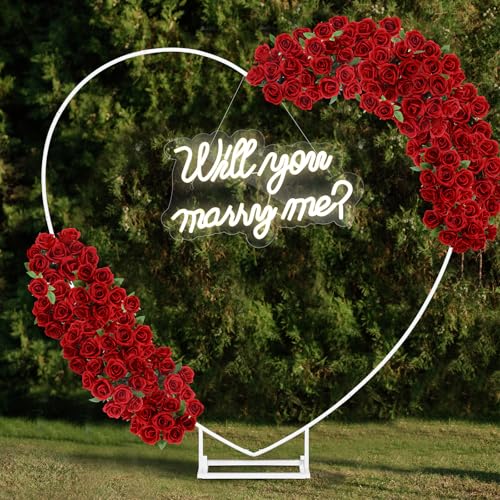 VIHOSE 6. 1,8 m großer Metall-Herzbogenständer und "Will You Marry Me", LED-Neonlichtschild, hängende Wanddekoration für Antrag, Hochzeit, Braut, Valentinstag, Verlobung und Geburtstagsparty VIHOSE 6. 1,8 m großer Metall-Herzbogenständer und "Will You Marry Me", LED-Neonlichtschild, hängende Wanddekoration für Antrag, Hochzeit, Braut, Valentinstag, Verlobung und Geburtstagsparty von VIHOSE