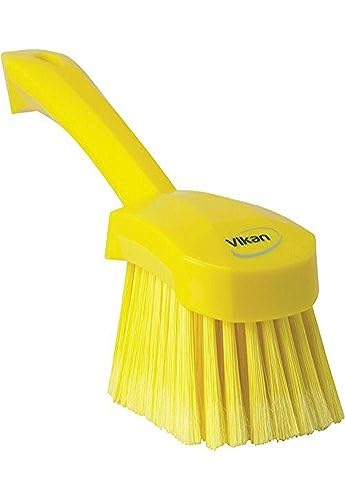 Vikan 41946 Soft/Split Bristles, Washing / Sweeping, Hand Brush, Short Handle, 270mm (Yellow) von Vikan