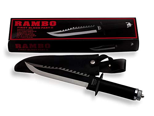 VIKING GEAR Rambo Messer John Rambo First Blood Part II Signature Edition Ink. Kompass, Haken zum Angeln mit Schnur, Pflaster, Streichholz und Messerscheide aus PU Leder schwarz VIKING GEAR Rambo Messer John Rambo First Blood Part II Signature Edition Ink. Kompass, Haken zum Angeln mit Schnur, Pflaster, Streichholz und Messerscheide aus PU Leder schwarz von VIKING GEAR