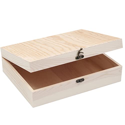 VIKOS Products Unlackierte Holzkiste mit Scharnierdeckel für Bastelarbeiten, DIY-Aufbewahrung, Schmuck, Kiefernholz, 30,5 x 23,4 x 8,4 cm, 2 Stück VIKOS Products Unlackierte Holzkiste mit Scharnierdeckel für Bastelarbeiten, DIY-Aufbewahrung, Schmuck, Kiefernholz, 30,5 x 23,4 x 8,4 cm, 2 Stück von VIKOS Products