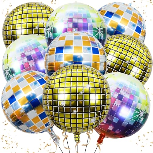 6 Stück Discokugel Luftballon,Discokugel Deko Folienballons,22 Zoll 4D Diskokugel Luftballons Gold,Disco Party Deko Ballons für 70 80 90er Jahre Deko Disco Tanz Feve Theme,Geburtstag Party Karneval von VIKY