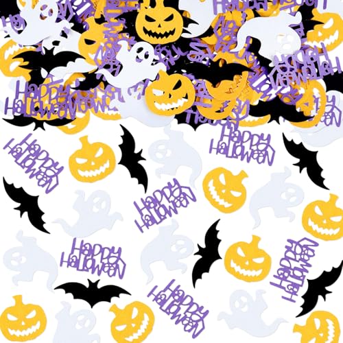 VIKY Halloween Deko Konfetti, 100 Stück Halloween Dekoration Confetti, Horror Desktop Dekoration, Gelb, Lila, Weiß, Schwarz VIKY Halloween Deko Konfetti, 100 Stück Halloween Dekoration Confetti, Horror Desktop Dekoration, Gelb, Lila, Weiß, Schwarz von VIKY