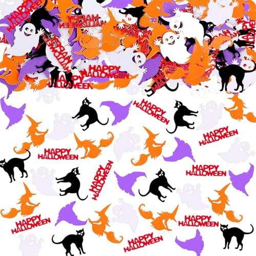 Happy Halloween Deko Konfetti, 100 Stück Halloween Dekoration Confetti, Tischdeko Halloween Party Konfetti Hexen Deko, Halloween Streudeko Tisch Deko, Gespenst, Hexen, Hexenhut, Halloween Horror Deko Happy Halloween Deko Konfetti, 100 Stück Halloween Dekoration Confetti, Tischdeko Halloween Party Konfetti Hexen Deko, Halloween Streudeko Tisch Deko, Gespenst, Hexen, Hexenhut, Halloween Horror Deko von VIKY