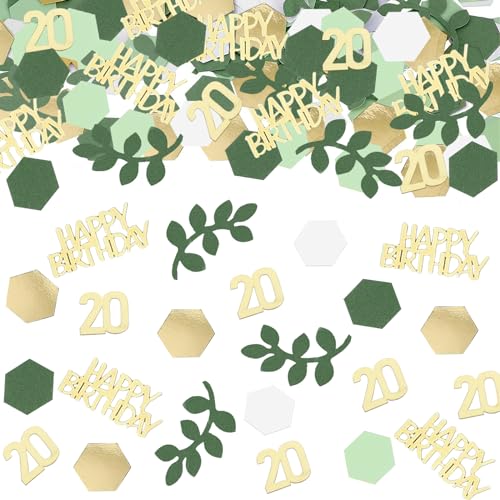 VIKY® Konfetti 20. Geburtstag Deko Grün Gold, 200 Stück Tischdeko für Mädchen Junge, Happy Birthday Streudeko Confetti für 20 Jahre Party Dekoration VIKY® Konfetti 20. Geburtstag Deko Grün Gold, 200 Stück Tischdeko für Mädchen Junge, Happy Birthday Streudeko Confetti für 20 Jahre Party Dekoration von VIKY