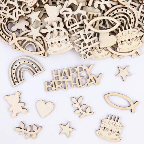 VIKY® 120 Stück Streudeko Taufe Deko Konfetti, Tischdeko Taufe Junge Mädchen, Holz Kommunion Deko Konfetti, Regenbogen Deko，Taufdeko Confetti für Deko Taufe Babyparty Babyshower Kommunion Konfirmation von VIKY