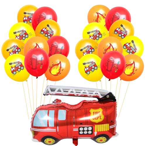 VIKY® 20 Stück Feuerwehr Luftballons Orange, Feuerwehrauto Ballon, Feuerwehr Geburtstag Deko, Feuerwehr Deko Kindergeburtstag,Feuerwehrmann Heliumballon für Party Geburtstag,Feuerwehr Kindergeburtstag von VIKY