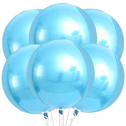 VIKY® 6 Stück Folienballon Geburtstag, 22 Zoll 4D Luftballons Geburtstag Helium Ballon Himmelblau, Kindergeburtstag Deko Luftballon, Party Deko Ballons für Geburtstag,Graduation,Einschulung,Rente Deko von VIKY