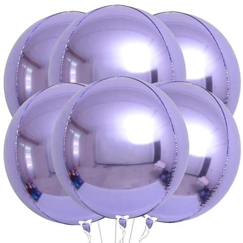 VIKY® 6 Stück Folienballon Geburtstag, 22 Zoll 4D Luftballons Geburtstag Helium Ballon Lila, Kindergeburtstag Deko Luftballon, Party Deko Ballons für Geburtstag, Graduation, Einschulung, Rente Deko von VIKY