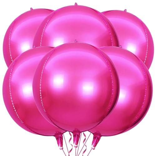 VIKY® 6 Stück Folienballon Geburtstag, 22 Zoll 4D Luftballons Geburtstag Helium Ballon Rose Rot, Kindergeburtstag Deko Luftballon, Party Deko Ballons für Geburtstag,Graduation,Einschulung,Rente Deko von VIKY
