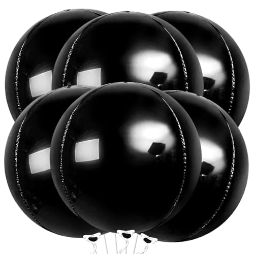 VIKY® 6 Stück Folienballon Geburtstag, 22 Zoll 4D Luftballons Geburtstag Helium Ballon Schwarz, Kindergeburtstag Deko Luftballon, Party Deko Ballons für Geburtstag, Graduation, Einschulung, Rente Deko von VIKY