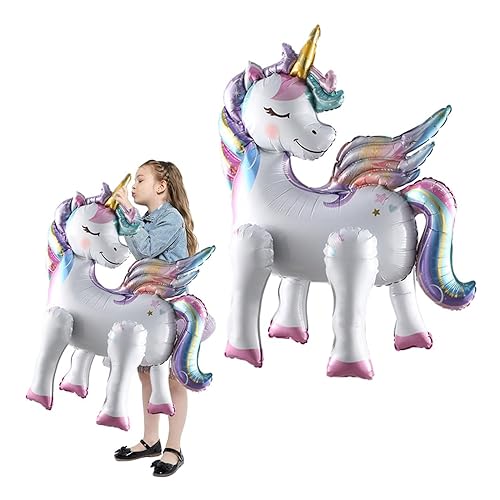 VIKY® Einhorn Luftballons, 3D Folienballon Einhorn Stehend, Einhorn Ballon Mädchen, Einhorn Deko Kindergeburtstag, Einhörner Deko, Einhorn Luftballon Tiere mit Beinen, Unicorn Birthday Decoration von VIKY