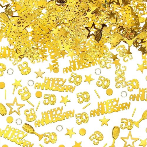 VIKY® Goldene Hochzeit Deko,Glitzer Konfetti Hochzeit Deko Goldene Hochzeit 50,Streudeko Hochzeit Deko,50 Geburtstag Deko Konfetti Gold,Confetti Tischdeko Gold Geburtstag,Jubiläum,Valentinstag Party von VIKY