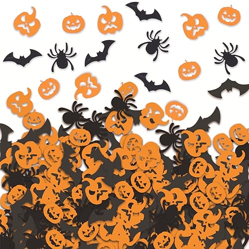 VIKY® Halloween Kürbis Konfetti, 100 Stück Party Confetti, Fledermaus Streudeko Tisch Deko, Spinne Tischdeko für Halloween Dekoration von VIKY