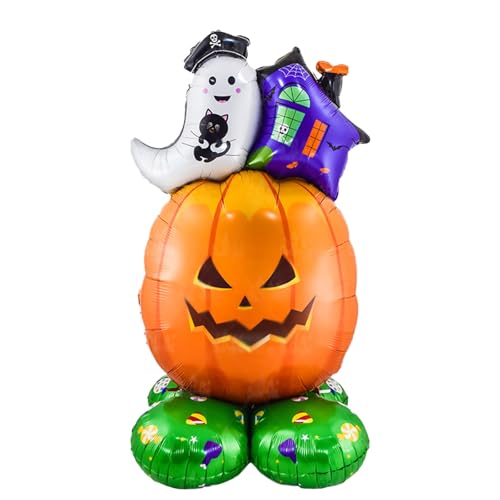 VIKY® Halloween Folienballon Stehend,XXL Halloween Deko Luftballons,Geister Kürbis Stehender Ballon Halloween,Kürbis Deko Halloween Balloons,Halloween Luftballon Decoration,Horror Deko Party Balloon von VIKY