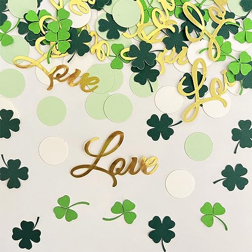 VIKY® Konfetti Geburtstag Kleeblatt Deko,100 Stück Glücksklee Streudeko Hochzeit,Konfetti Streudeko Hochzeit,Boho Love Thema Party Konfetti Gold,Confetti für Geburtstagdeko,Hochzeitdeko,Valentinstag von VIKY