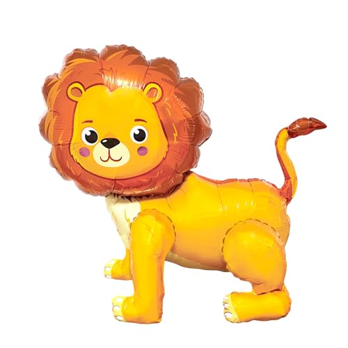 VIKY® Löwe Luftballons Geburtstag, 3D Folienballon Löwe Stehend, Kindergeburtstag Deko Löwe Helium Ballon, Dschungel Deko Geburtstag, Löwen Deko, Luftballon Tiere mit Beinen, Geburtstage Party Deko von VIKY