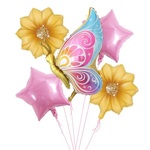 VIKY® Schmetterling Deko Geburtstag Mädchen, Schmetterlinge Deko Folienballon, Geburtstagsdeko Schmetterling Luftballons Deko Kindergeburtstag, Schmetterling Folienballon für Kinder Geburtstag Deko von VIKY
