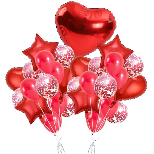 VIKY® Stern Herz Folienballon Rot,Herzluftballons Hochzeit,Herz Luftballon Helium,Herzballons Hochzeit Dekoration,Herzluftballons Helium für Geburtstag,Hochzeit,Verlobung Brautdusche,Valentinstag von VIKY