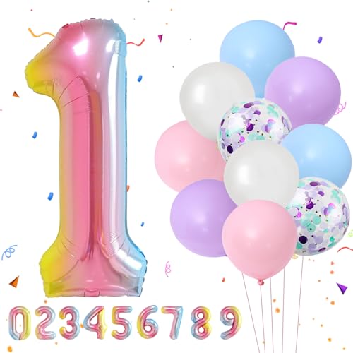 Zahlen Luftballon 1. Geburtstag,40 Zoll Folienballon 1 Geburtstag Mädchen Junge,Zahlenballon Geburtstagsdeko 1 Geburtstag,Luftballon Zahlen 1 für Kindergeburtstag Deko Balloon,Geburtstag Party Deko von VIKY
