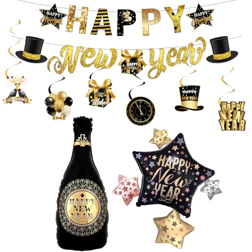 VIKY Silvester Deko 2025 XXL Dekoration Set,Happy New Year Deko mit Neujahr Deko Girlande und Silvester Party Luftballon, Silvesterdeko Folienballon für 2025 Neujahrsdeko Silvesterpartydeko Accessoire VIKY Silvester Deko 2025 XXL Dekoration Set,Happy New Year Deko mit Neujahr Deko Girlande und Silvester Party Luftballon, Silvesterdeko Folienballon für 2025 Neujahrsdeko Silvesterpartydeko Accessoire von VIKY